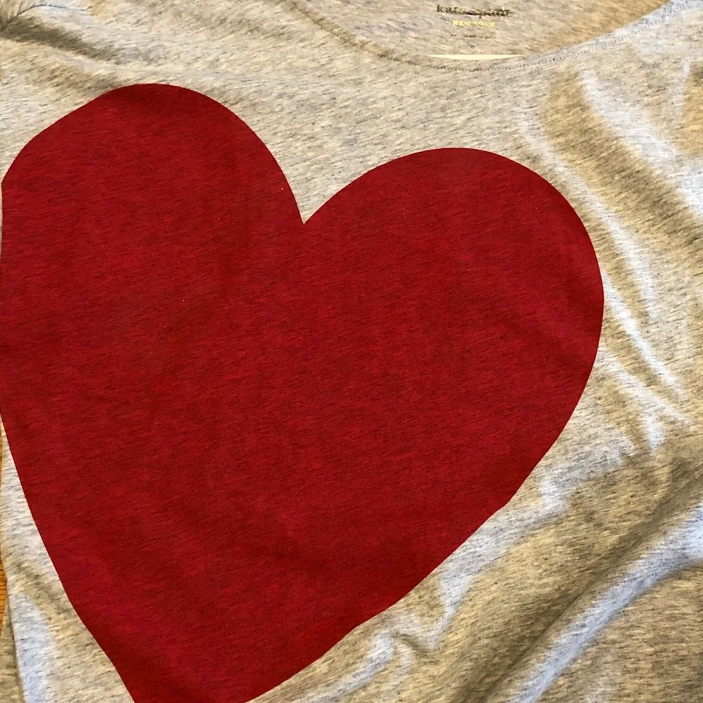 Authentic NWOT kate spade Gray Long-Sleeve Tee with Red Heart
